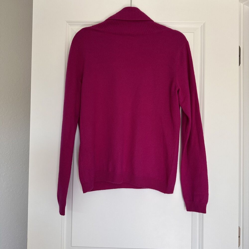 Prive Cashmere Sweater Women Small Viloet Fuchsia Shawl Collar Luxury Knit - Picture 2 of 7